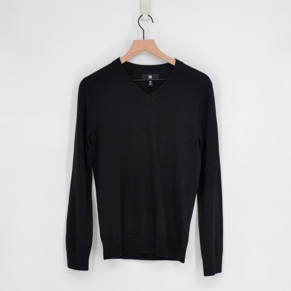 Banana Republic Merino Extra Fine Wool V-Neck Sweater in Black Women's XS